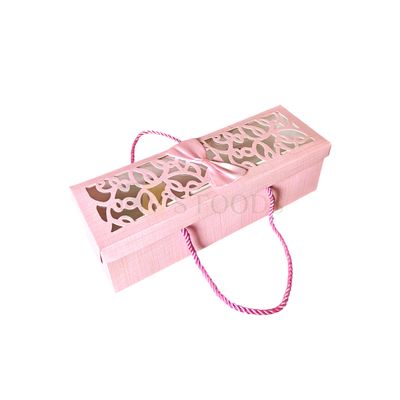 10PCS Rectangle Pink Colour Multipurpose Hamper Paper Box with Top Design and Transparent Window, Size 9.8x3.2x2.8 Inch for Chocolates, Cookies Premium Gift Bags with Pink Rope Handle Festival Boxes