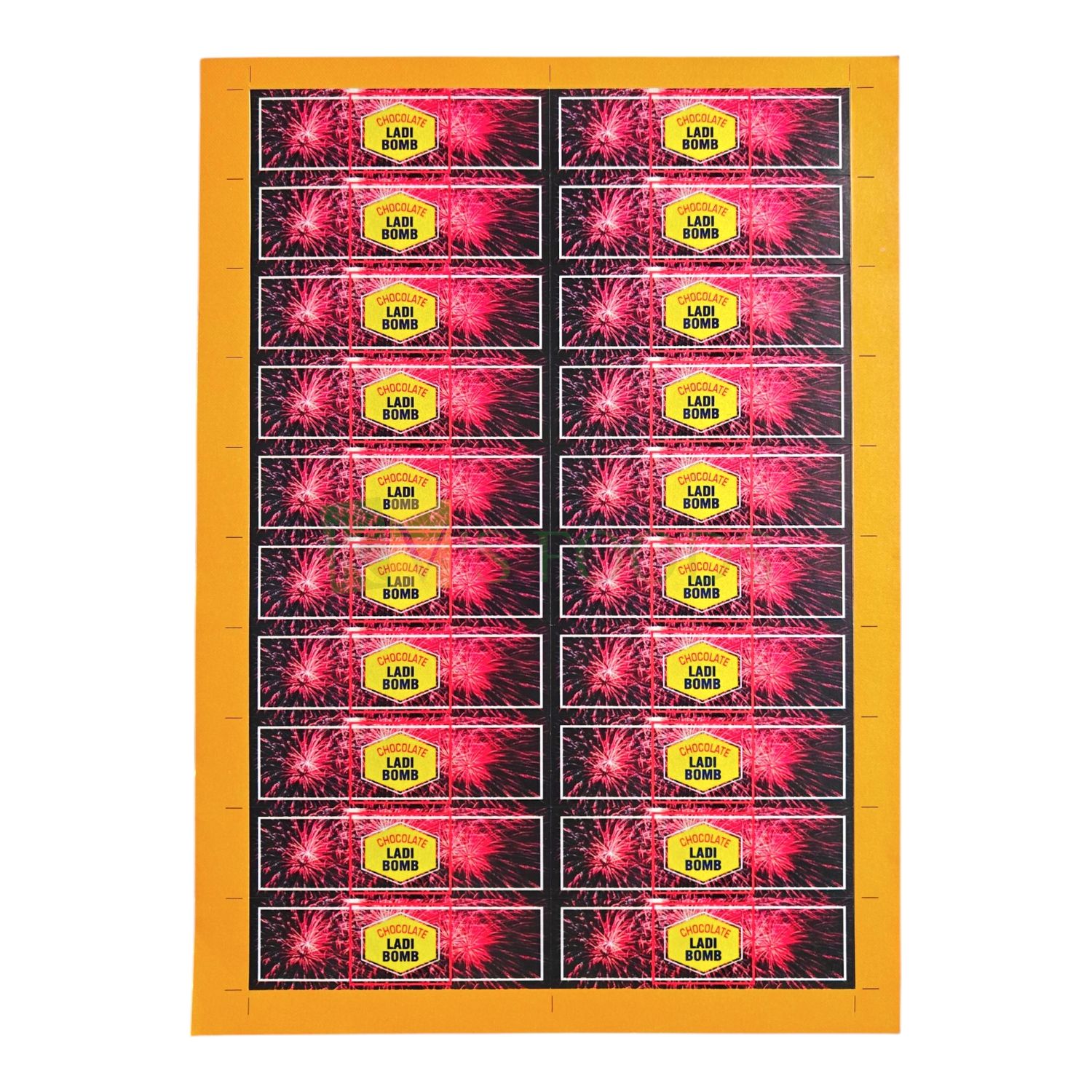 Diwali Cracker Chocolate Sticker Small Ladi Bomb 20 Stickers In 1 Sheet