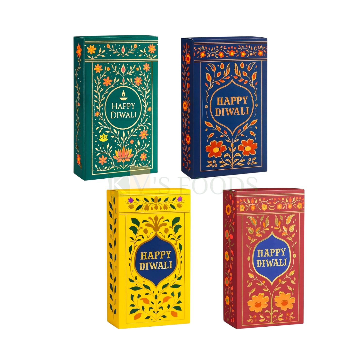 5PCS Set of Multipurpose Gourmet Kunafa Chocolate Bar Box, Happy Diwali Chocolate Bar Box, Size 3.5x1.3x6.5 Inch for Bar Chocolate, Sweets/Mithai, Truffles Festival Folding, Sliding Boxes, DIY Gifting