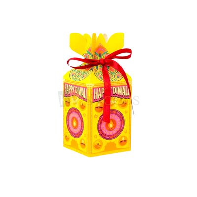 5PCS Set of Multipurpose Yellow Colour Happy Diwali Candies, Chocolate Box, Dry Fruits, Cookies, Premium Sweets, Return Gifts Packaging DIY Corporate Event Gifting