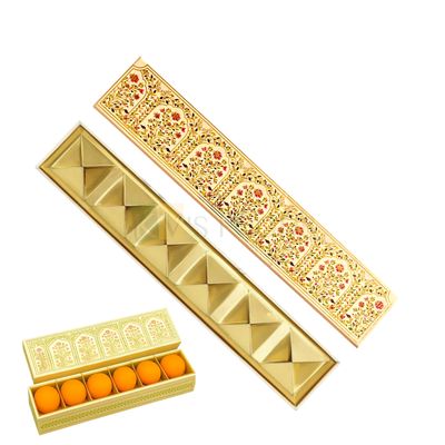 Set of 5 PCS Cream Colour Multipurpose 6 Cavity Rigid Chocolate Box, Baklava, Kunafa, Ladoo, Sweets/Mithai, Truffles, Size 11.1x2, Height 1.2 Inch, Candy, Bakery Packaging DIY Festive Gift Boxes