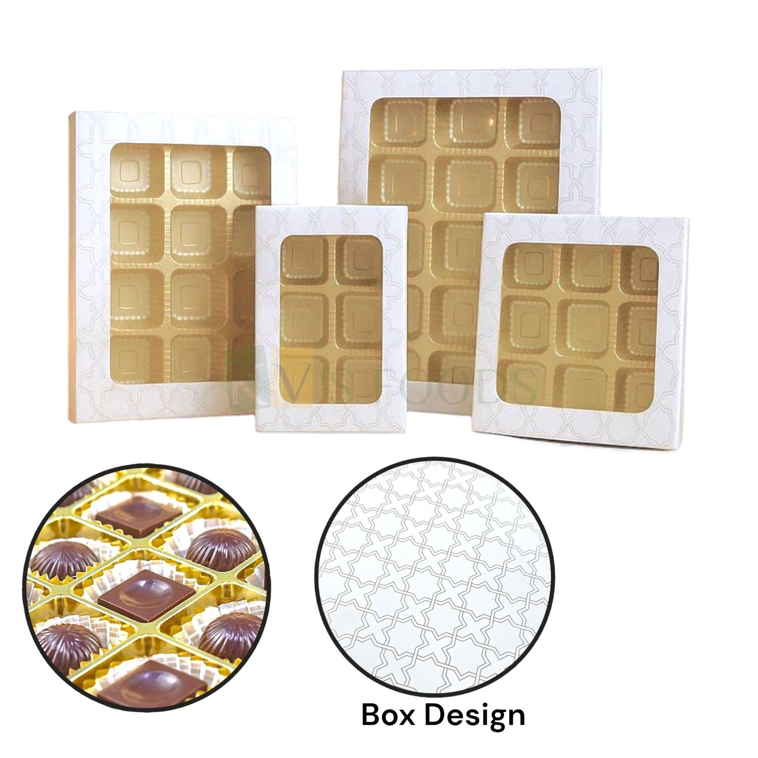 Set of 5 PCS White Colour Multipurpose 8 Cavity/9 Cavity/12 Cavity/18 Cavity Dwarka Chocolate Boxes, Different Sizes, Baklava, Kunafa, Ladoo, Sweets/Mithai Truffles, Candy, Jelly, DIY Bakery Packaging