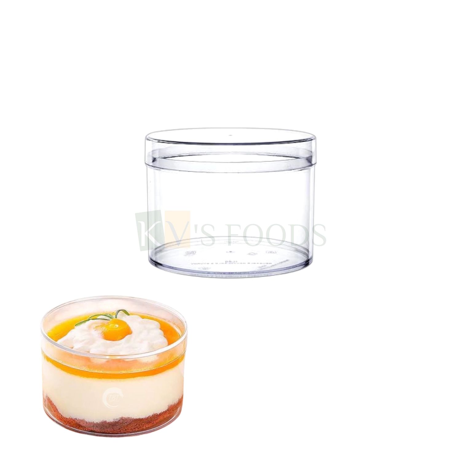 12 PCS (D-70) Diameter 3.5 Inch, Height 2.3 Inch (Capacity ~200 ML) Acrylic Circle Cake Tub Container Clear Storage Boxes With Lids Minto Box Candy Ice-Cream, Mousse Dessert Cheese Cakes Pudding