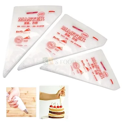 100 PCS Food Grade Plastic Icing Piping Bags Pastry Fondant Flower Cake Decorating Bag Tool in Different Sizes Small, Medium Large Pastry Bag Decorating Reusable Anti-Skid Bags  for Cookies Desserts