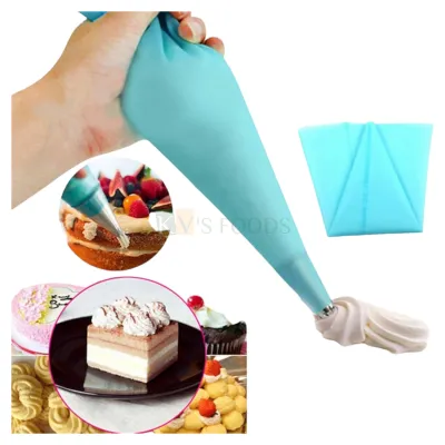 1 PC Sky Blue Colour Food Grade Silicone Pastry Bag Size: 15.5x 8.9 Inch  for Cake Cupcakes Reusable Cream Pastry Icing Bag Piping Bag Cake Decorating Tool Reusable Icing Piping Cream Writing Pen