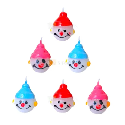 6 PCS Multicoloured Small Joker Face Wax Candles Cake and Cupcake Candles Kids Happy Birthday Theme Candles, Small Home Celebrations Cartoon Candle Baby Shower Theme DIY Cake Decorations