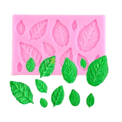 1 PC Silicone Fondant Rose Leaves Chocolate Mould 12 Cavity, Nature Mini Garden Cake Theme, Happy Birthday Theme Multicoloured Leaf Cakes, Flexible Moulds, Gumpaste Sugarpaste Moulds