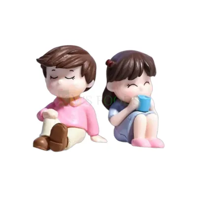 Cake Topper Cute Coffee Couple Miniature Doll Cake Decoration | Fairy Garden | Bonsai Decor | Terrarium Decor | Craft Work | Gift Article and Landscaping
