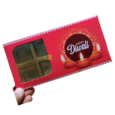 5 PC Set Happy Diwali Square 8 Cavity Red Chocolate Box with Transparent Window Pacakging DIY Gift box