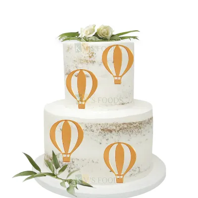 1PC Golden Acrylic Shiny Glass Finish Parachute Balloons Theme Cake Topper Side Cake Topper, Kids Children's Happy Birthday Cake Toppers 2 Tier 3 Tier Cakes Toppers DIY Cake Decorations