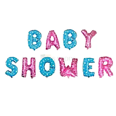 1 PC Blue Pink 16 Inch Height Multicolour Polka Dotted Baby Shower Foil Balloons, Stars Printed On Blue Balloons and Hearts Printed On Pink Balloons, Letter Balloon, Baby Shower Decorations at Home