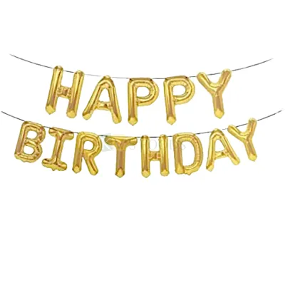 1 PC Golden 16 Inch Height Gold Happy Birthday Foil Letter Alphabet Balloon set, Foil Banner For Birthday Decoration 13 Letters, for Garland Arch Kit, Holiday Accessories Birthday Party Supplies