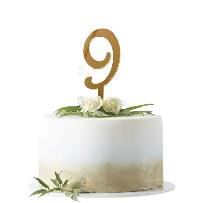 1PC Golden Acrylic Shiny Glass Finish 9 Number Cake Topper, Happy  Birthday Theme, 9th Birthday Cake Topper, Nine Number Theme Cake Insert 9 Years Old Birthday Party DIY Cupcake Decorations