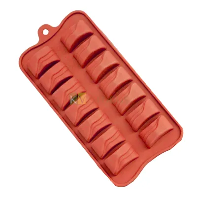 1 PC Brown Colour 14 Holes/Cavity Silicone Rectangle Chocolate Moulds Size 4 x 8.3 Inch Soap Scented Stone Candle, Jelly, Epoxy Mold, Semicircle Design, Fondant Mould Tools, Ice Cube Trays
