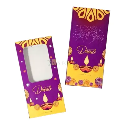 5 PC Set of Multipurpose Happy Diwali Chocolate Bar  Transparent Window Box, Cracker Chocolates Pacakging DIY Gift box