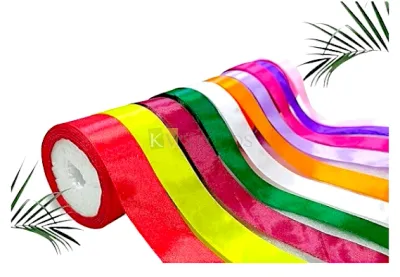 1 PC in Multiple Colours Fabric Satin Lace Ribbons Rolls Width 1 Inch 9.5 to 10 Meter Long, Silk Satin Rolls for Gift Packing, Wrapping Candy Cake Baking Christmas Tree Birthday Wedding Decorations