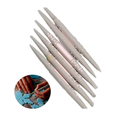 6 PCS Culinary Fondant Cake Sugar Soft Tip Shapers Modeling Tool Baking Cake Decorating Flower Modeling Craft Clay Tools, Fondant Figurine Shaper, Silicone Pen for Flower Modeling Sculpting Tools
