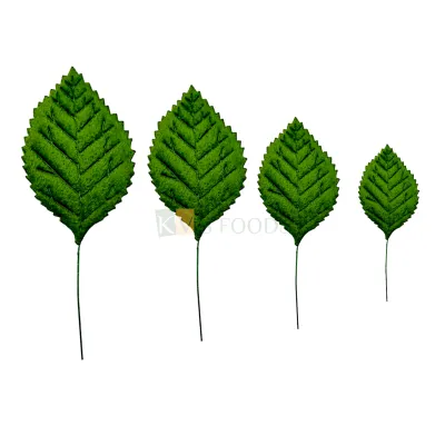 Non-Edible Green Velvet Rose Leaves in Different Sizes for Wedding Anniversary Engagement Christmas Cakes Cupcake Function Decorations Garden Theme DIY Crafts Wall Home Decorations