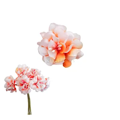 6 PCS White Orange Small Non-Edible Rose Poeny Flowers Length 1.5 Inch for Birthday Wedding Anniversary Engagement Christmas Cake Cupcake Function Decorations DIY Crafts Wall Home Hair Accessory Decor