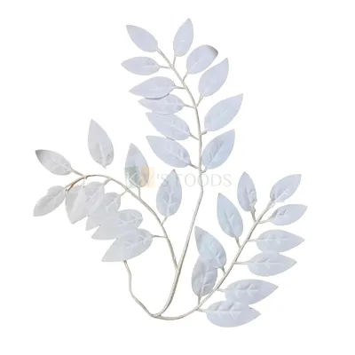 1 PC White Non-Edible Soft Stem Branch Leaves Length 10.2 Inch for Wedding Anniversary Engagement Christmas Cakes Function Cake Topper, Insert Bouquet Vase Decorations, Garden Theme, Crafts Wall Decor