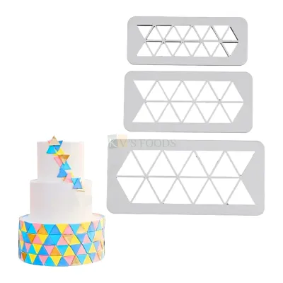 3 PCS Triangle Cookie Fondant Cutter &amp; Embosser, Small, Medium &amp; Large Size Geometric Cutter Set, Equilateral Triangle for Cake Design Printing Mold  Cakes Decorations, Wedding Anniversary Theme