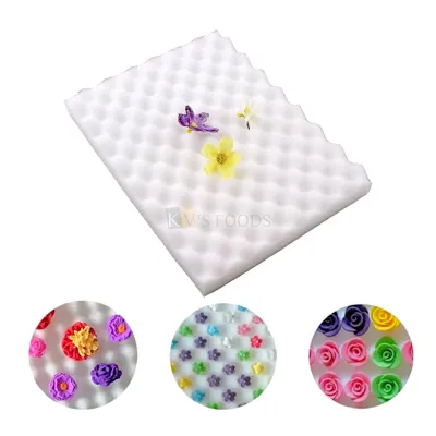 1 PC White Rectangle Foam Pad Size 7.4 x 9.7 Inch for Flowers Petals Shaping, Cake Flower Mould Reusable Wave Sponge Drying Mat Lightweight Bakeware Fondant Tools, Gum Paste Cake Decorations