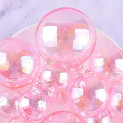 6PC or 12PC 4 Mix Sizes Transparent Baby Pink Crystal Bubble Balls Sphere Topper For Anniversary Wedding Baby Shower Christmas Cake Decorations, Happy Birthday Cakes Balloon Topper DIY Cake Decoration