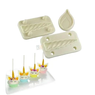 1 PC White Unicorn Ears and Horns Fondant Cutters Plungers Cake Mould, Stamps Chocolate Pancake, Biscuits Cookies Cutters Kids Girls Happy Birthday Theme, DIY Cake Decorations