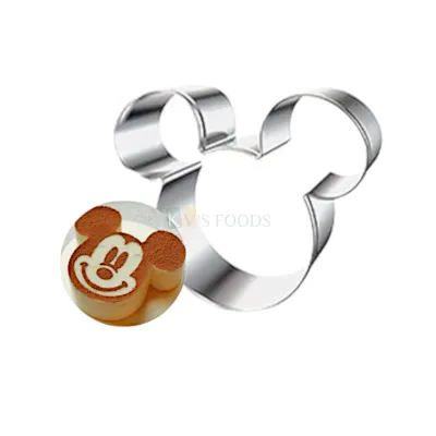 1 PCS Steel Mickey Face Mousse Cutters, Plunger Moulds Embossing Mold Presses Impression, Chocolates Biscuits Pancake Cookies, Kids Girls Happy Birthday Theme Baby Shower DIY Cake Cupcake Decorations