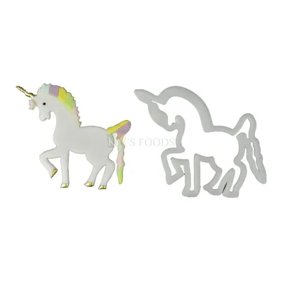 1 PC White Unicorn Fondant Cutters Plungers Cake Mould Chocolate Pancake, Biscuits Cookies Cutters Kids Girls Happy Birthday Theme, Baby Shower Theme, Horse Mare Theme DIY Cake Decorations