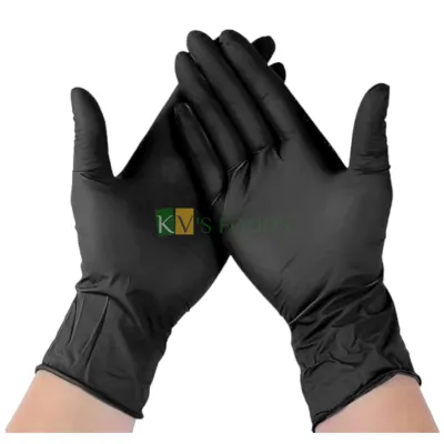 20 PCS Black Medium Food Grade Gloves Food Service Food Handling Nitrile Gloves Powder Free  Multi Purpose Superior Durability Kitchen Home Gloves, Used While Food Preparation in Industry Salon, Spa