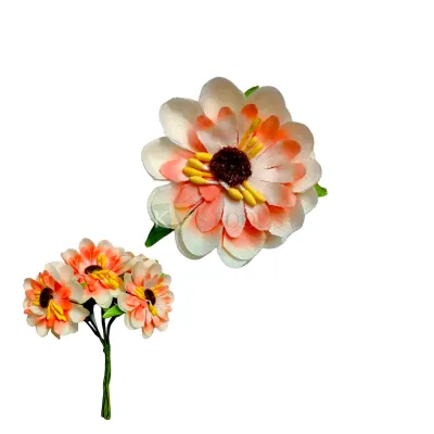 6 PCS White Peach Small Non-Edible Poppy Daisy Flower Length 1.5 Inch for Birthday Wedding Anniversary Engagement Christmas Cake Cupcake Function DIY Crafts Home Hair Accessory Decorations