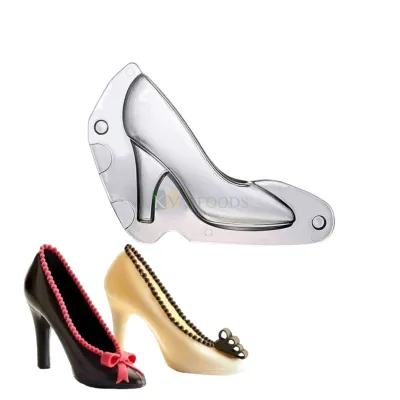 1 PC Transparent 3D High Heel Sandle Shoe Polycarbonate Chocolate Mould Baking Tools Magnetic Mold Cake Toppers Kids Girls Lady Women Birthday Fashion Theme DIY Jelly Decorating Mousse Cakes