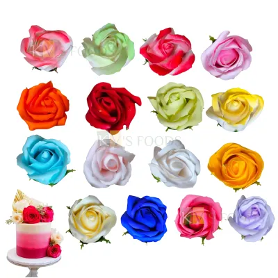 1 PC Multicoloured Large Non-Edible Rose Flower Head Length 1.8 Inch for Birthday Wedding Anniversary Engagement Christmas Cake Cupcake Function Decorations DIY Crafts Wall Home Hair Accessory Decor