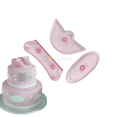 1 PC Baby Shoes Booties Fondant Cutter Plunger Stamps Molds Booty Cutter Bootee, Baby Shower Kids Girls Boys Children's New Born Happy Birthday Theme, DIY Cake Decorating Tools