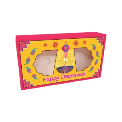 10 PC Set of Multipurpose Happy Diwali Transparent Window Box For Chocolates, Dry Fruits, Premium Sweets, Return Gifts, Festival Packaging DIY Event Gifting