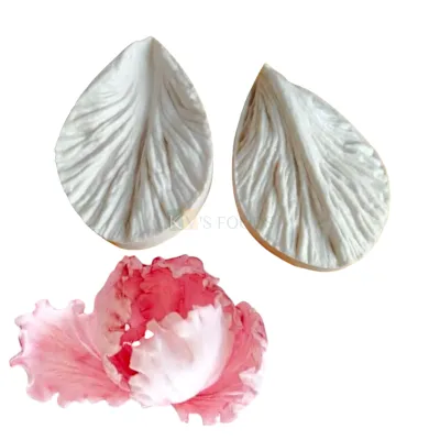 2 PC White Silicone Fondant Tulip Flowers Petal Leaf Veiner Chocolate Mould, Nature Garden Cake Theme, Happy Birthday Theme Wedding Anniversary Cakes Decorating Molds Flexible Moulds