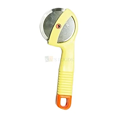 1 PC Yellow Stainless Steel Sharp Blades Wheel Pizza Cutter Sandwich, Vegetables, Chocolates Biscuits Dough Cutters, Gripper Handle, Cookie Dough Cutter, Kitchen Accessories Tools