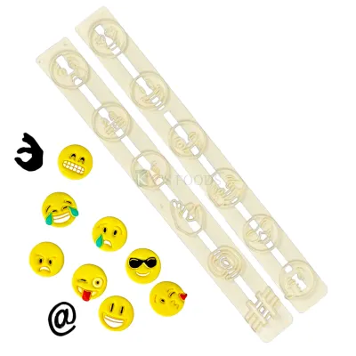 2 PCS White Expressions Icon Sets Emojis Stamps, Plunger Moulds Embossing Mold Printed Presses Impression, Pancake Cutter, Kids Girls Boys Happy Birthday Theme Baby Shower Cake Cupcake Decorations