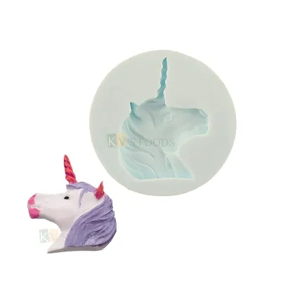 1 PC Silicone Fondant Unicorn Head Horns Fondant Cake Chocolate Mould 1 Cavity, Kids Girls Children's Happy Birthday Theme, Baby Shower Theme, Flexible Sugar Paste Gum Paste Moulds