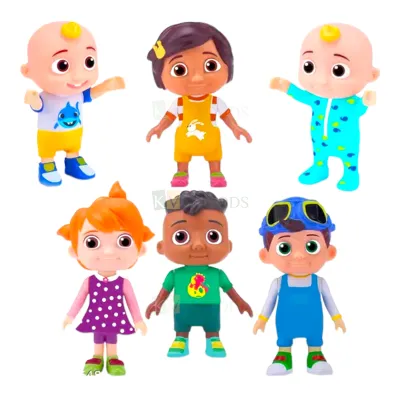 6 PC Multicoloured Cocomelon Cartoon Toy Set Cake Topper Cocomelon Friends &amp; Family Theme Toys, Character Cake Topper Features Two Baby JJ Figures (Tee and Onesie), Tomtom, YoYo, Cody, Nina Toys