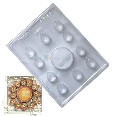 11 Cavity Diwali Diya Mandal Design Rangoli Chocolates PVC Mould with Boxs, Stickers and Cavity Set of 107 Items. 2 Moulds, 10 Boxes, 5 Stickers, 80 Cavities, Makes 10 Chocolate Trending Gift Boxes