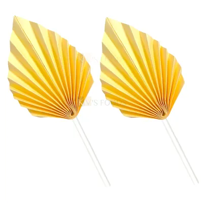 2PC Light Yellow Paper Palm Leaf Cake Topper Spear Shaped Leaves Cupcake Insert, Birthdays, Engagement Wedding Anniversary Theme Cake Accessories, DIY Cake Decorations, Project, Crafts, Home Decor