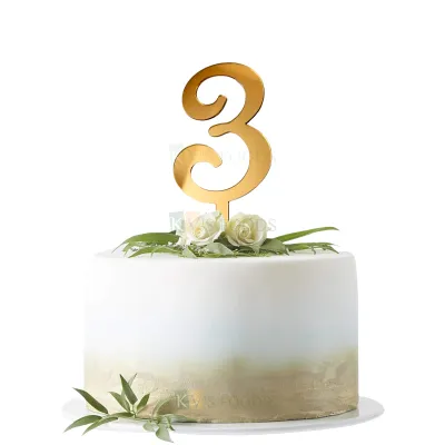 1PC Golden Acrylic Shiny Glass Finish 3 Number Cake Topper, Happy  Birthday Theme, 3rd Birthday Cake Topper, Three Number Theme Cake  Insert 3 Years Old Birthday Party DIY Cupcake Decorations