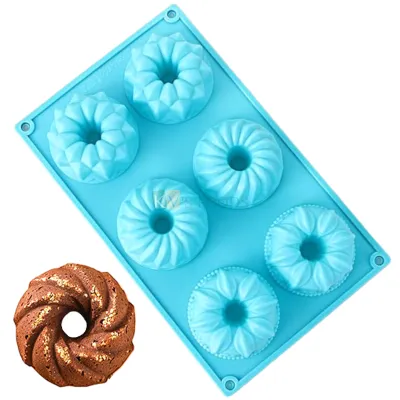 1 PC 6 Cavity Flower Doughnut  Shape Silicon Mould Chocolate Mousse Dessert Bakeware Mini Bread Loaf, Brownie, Cornbread, Muffin, Kids Handmade Soap, Ice Cream, Candle Jelly Pudding Cake DIY Tools