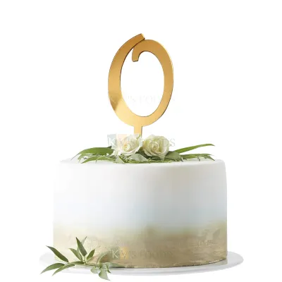 1PC Golden Acrylic Shiny Glass Finish 0 Number Cake Topper, 0 Number Theme Zero Cake Insert, Can Be Used As Combination With Other Number DIY Cake Decorations