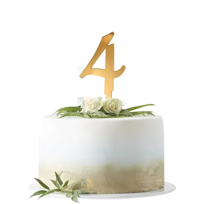 1PC Golden Acrylic Shiny Glass Finish 4 Number Cake Topper, Happy  Birthday Theme, 4th Birthday Cake Topper, Four Number Theme Cake Insert 4 Years Old Birthday Party DIY Cupcake Decorations