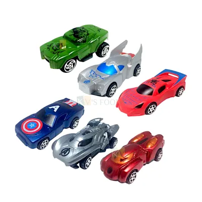 6 PCS Small Blue Red Silver Grey Green Racing Car Set Cake Topper Marvel Avengers Theme Die Cast Cars Vehicles Boys Car Theme Happy Birthday Push GO Car Toy Miniature Figurine Play Toys DIY Cake Decor
