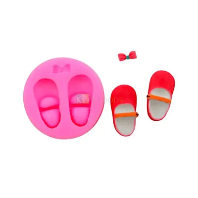 1 PC Silicone Fondant Baby Shoes, Sandals, Fondant Cake Chocolate Mould 2 Cavity, Kids Girls Boys Children's Happy Birthday Theme, Baby Shower Theme, Mini Feets Flexible Sugar Paste Gum Paste Moulds