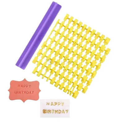 Yellow Colour Alphabets Letters Numbers Different Symbols Press Cookies Stamps Set With Holder Impression Cutter, Biscuit Embosser Stamp, Birthday Party Wedding Anniversary Cakes Cupcakes Decorations